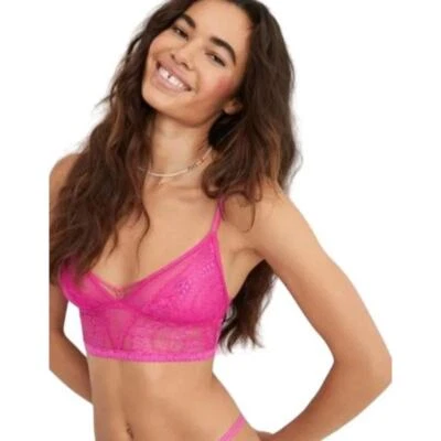 Aerie Paisley Lace Longline Bralette - Cosmic Pink NWT Size Large - Изображение 1 из 4
