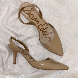 Sam Edelman Heels Womens 6M Pumps Stiletto Beige Nude  Leather Pointed Toe - Picture 1 of 7