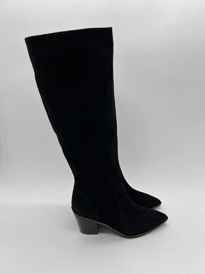 Cole Haan Willa Black Suede Knee High Boots Block Heel Almond Toe Sz 5.5 - Image 1 of 4