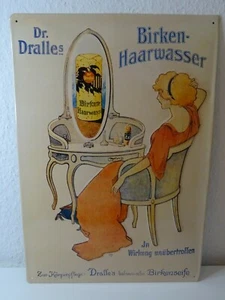 Dr.Dralles Birkenwasser Körperpflege Blechschild 34x49 cm stark geprägt - Bild 1 von 1