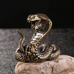 Solid Brass Snake Figurine Statue Animal Figurines Toys House Office Decoration - Picture 1 of 5