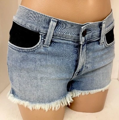 Pantalones Cortos Wild Fox Azul Denim Negro Bolsillos Talla 25 Foto 1 de 4