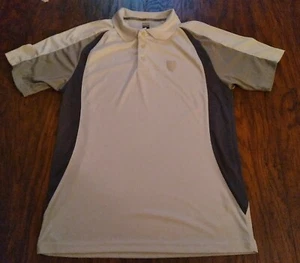 Faldo Claret Green Herren Golf Polo Shirt einfarbig weiß mit hellbraunen & grauen Akzenten Large  - Bild 1 von 10