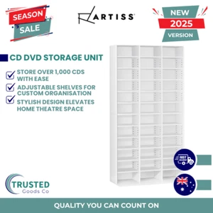 CD DVD Storage Shelf Bluray Media Book Cabinet Rack Unit Bookshelf Cupboard - Picture 1 of 7