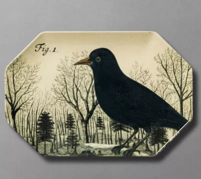 John Derian Large Octagon Melamine Tray Halloween- Black Crow NWT - Image 1 of 3