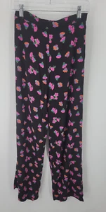 WAYF Anthropologie Pants Womens Small Black Pink Floral Flowy Boho Peasant - Picture 1 of 10