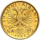 Albania 20 Franga Ari 1927 Gold Coin, AU 58 NGC