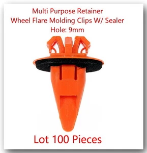 100 Pcs Multi Purpose / Wheel Flare Molding Clips w/Sealer Hole: 9mm Fits:Toyota - Picture 1 of 2