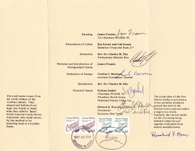 Signed USPS 1st Day Ceremony Program #2453/57 C1b Canoe TractorTrailer NOJEX Uo - Image 1 of 3
