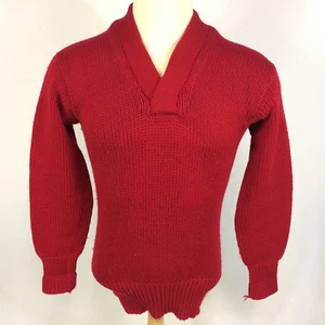 Vintage 30er 40er Jahre dicker Woll Strick Sport Sport High School College Pullover M - Bild 1 von 7
