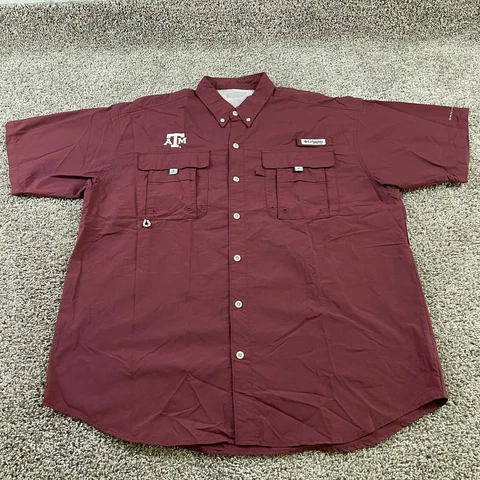 Texas A&M Shirt Adult Extra Large Red Columbia PFG Football Outdoors Mens Cover