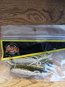 Mizmo Bait Company Big Boy Tubes 4" - 5er Pack, weiß und grün mit Flocken - Bild 1 von 4