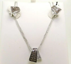 Parure donna usata rigenerata orecchini e collana in oro 18k diamanti naturali - Foto 1 di 12