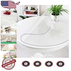 Elegant Round 49-Inch Clear Plastic Table Protector - 1.5mm Thick & Waterproof - Picture 1 of 9