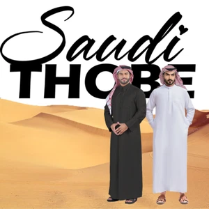 New Men Muslim Clothing Thobe SAUDI Arab Long Sleeve Islamic Jubba Kaftan Tunic - Picture 1 of 2