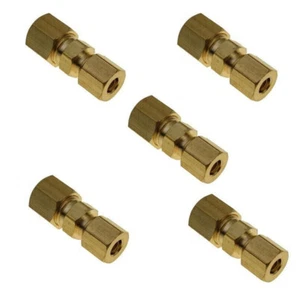 5Pcs Brass Compression Fitting Reducer Union Connector 3/16" X 1/4" Tube OD  - Picture 1 of 1