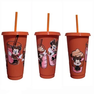 Minnie Mouse Custom Plastic Tumbler Cup 24oz Tall Orange - Picture 1 of 5