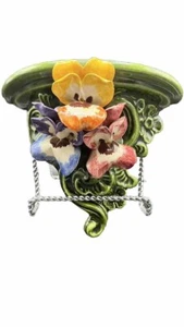Vintage Merritt Studio Calif Floral Wall Shelf Hanging Capodimonte Style Ceramic - Picture 1 of 11