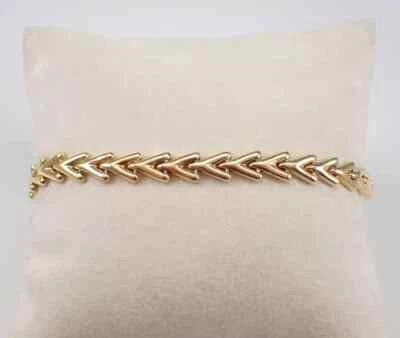 Vintage 14K Yellow Gold PlatedChevron Link Unique Estate V Shape Tennis Bracelet - Image 1 of 4