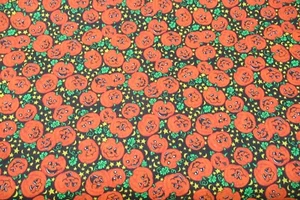 Wamsutta Fabric 100% Cotton YARDAGE Halloween SEW SCARY Cute Pumpkins star black - Picture 1 of 5
