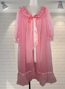 Perfekter altrosa doppelter Nylon Hausmantel Morgenmantel - Sissy Band Borte - Bild 1 von 5