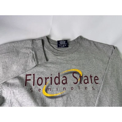 Vintage 90s JanSport FSU Florida State Seminoles L/s Gray T Shirt Med USA Made - Image 1 of 4