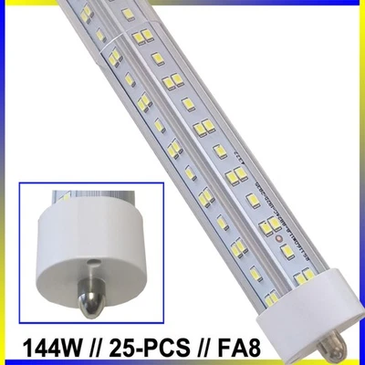 LED Light 8ft T8 LED Tube Lamp, 96" FA8 Single Pin Warehouse Lights 144W 25PCS - Image 1 of 4