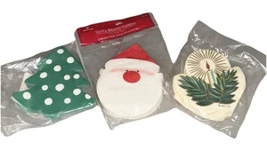 Vintage Hallmark Papier Getränk Cocktail Servietten Weihnachtsbaum Santa Gesicht Decoupage - Bild 1 von 10