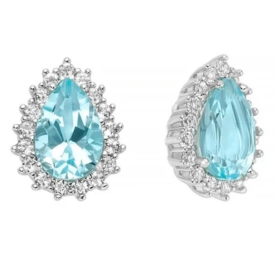 Orecchini Miluna Donna Argento 925 A Lobo Topazio azzurro Goccia _ERD3123 - Immagine 1 di 2