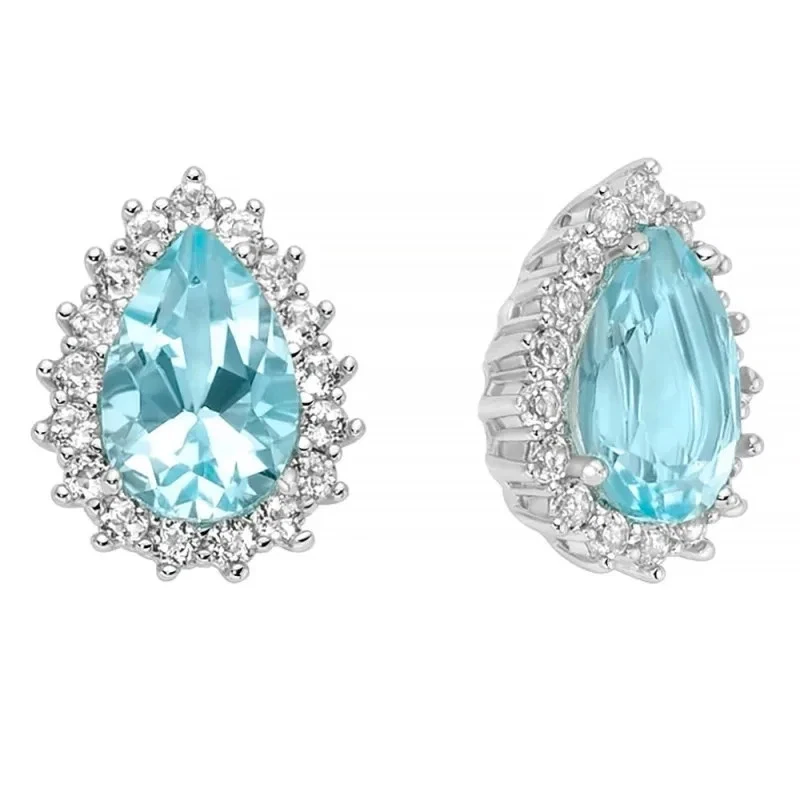 Orecchini Miluna Donna Argento 925 A Lobo Topazio azzurro Goccia _ERD3123 - Immagine 1 di 2