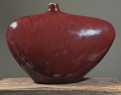 Vintage Modernist Red Glazed Ceramic Vessel - Image 1 of 4