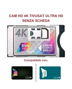 CAM HD 4K TIVUSAT ULTRA SENZA SCHEDA,COMPATIBILE CON SCHEDA COLORE VERDE E NERA - Foto 1 di 1