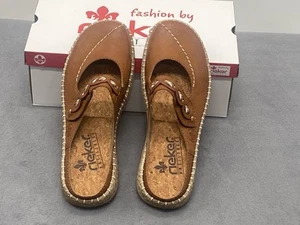 Rieker Women's Daisy 68 Mary Jane Style Comfort Mule Shoes Size 39/US 8 Brown - Picture 1 of 6