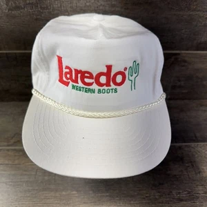Vintage Laredo Western Boots White Cap Hat Snapback White Rope - Picture 1 of 10