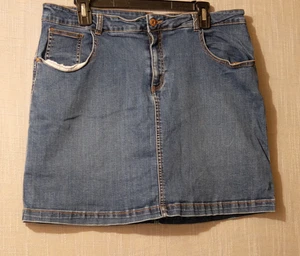 Falda corta descolorida Glory denim bolsillos lavado medio elásticos para mujer 16 #A4-13 - Imagen 1 de 12