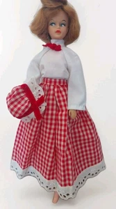 Rot Gingham langer Prärie Rock weiß Bluse Samt Schleife Ösen Hut Set kein Etikett 12" - Bild 1 von 15