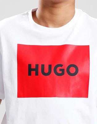 Hugo Shirt Mens Medium White Red Box Logo Graphic Tee T-Shirt Clean Up Your Act - Image 1 of 4