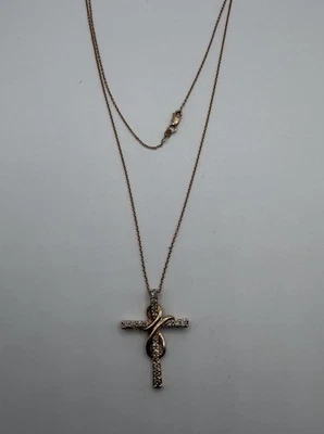 Le Vian 钻石十字架项链 1/2 克拉 tw 14K 草莓金 20 — 第 1/4 张图片