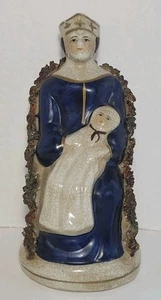 Antica statuina Staffordshire regina Vittoria e bambino porta incenso bambino - Foto 1 di 21