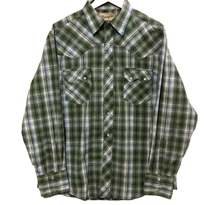 Wrangler Western Langarm Hemd Herren L Pearl Snap Grün Metallic Sawtooth - Bild 1 von 13