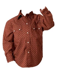 Roper Western Shirt Boys L/S Print Snap XL Brown 03-030-0064-1009 BR - Picture 1 of 2
