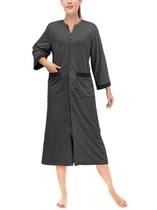 Mujeres Cremallera Abrigo Tumbona Cremallera Damas Bata Ligero Casa Abrigo Vestido - Imagen 1 de 40