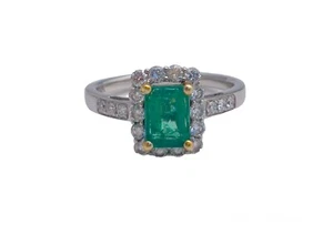 NATURAL Certified Emeral Diamond Ring 1.78 cttw Neon Green 14K White Gold NEW 7 - Picture 1 of 12