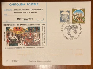 Cartolina Postale Carnevale Di Montevarchi 1998 IPZS Numerata e Annullo Speciale - Foto 1 di 1