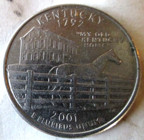 2001-P KENTUCKY REVERSE DIE BREAK CUD ERROR @ LEFT FENCE, AU/MS, CIRCULATED Cover