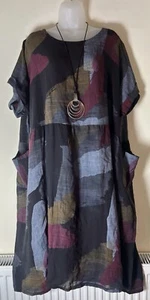 New Cotton Tunic Dress Plus size 16 18 20 Made in Italy BLACK - Picture 1 of 2