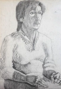 Vintage original pastel drawing woman portrait - Picture 1 of 14