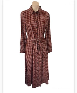 Caroline Morgan 10 Dress long sleeve button down Collared Midi - Picture 1 of 6