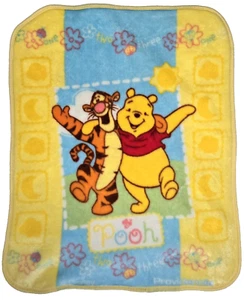 VTG Disney Winnie The Pooh & Tigger One Two Three Plush Fleece Baby Blanket HTF - Picture 1 of 15