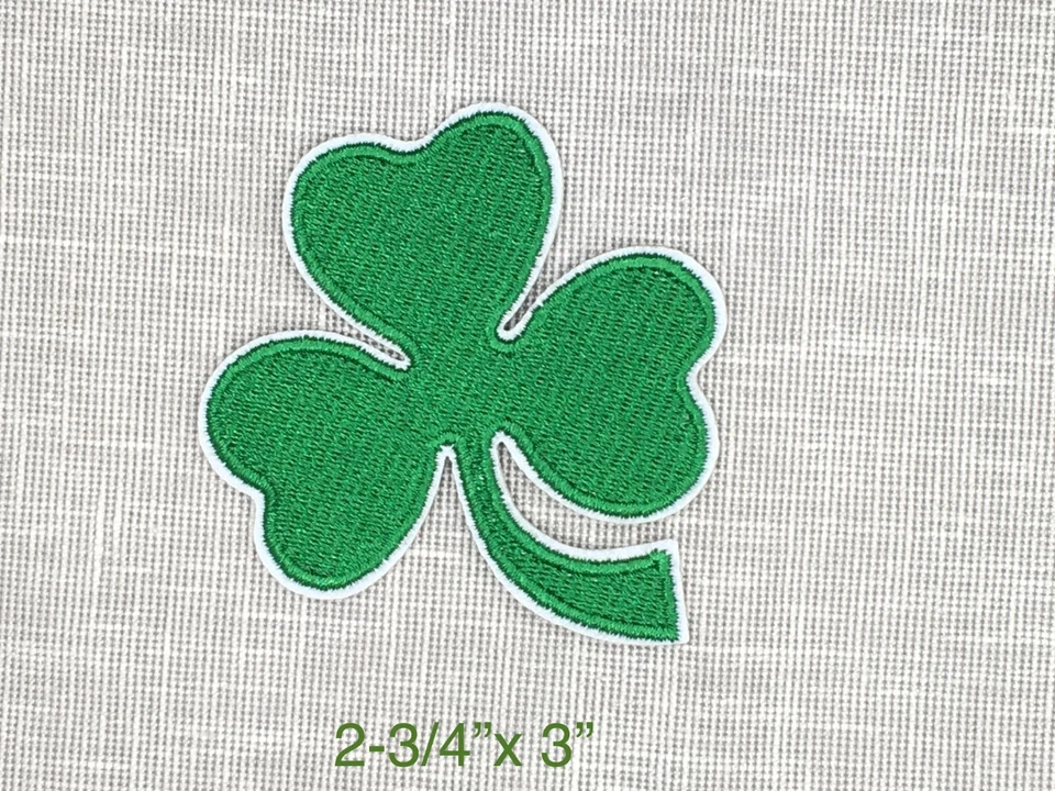 Ships free - Embroidered 4 leaf  Lucky Irish Clover green Shamrock iron-on patch - Image 1 of 1